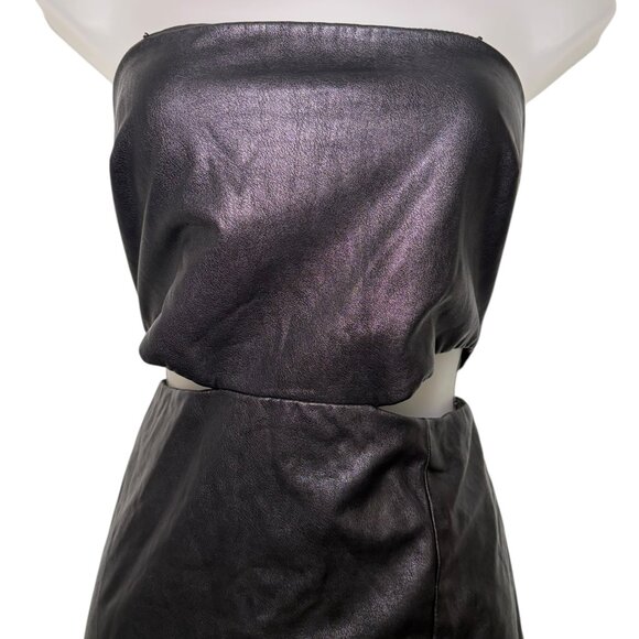 Amanda Uprichard Kloss Faux Leather Cutout Mini Dress Black Size Small - Picture 2 of 7